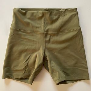 Lululemon bronze green wunder train 6” shorts. (leggings hemmed down) size 10